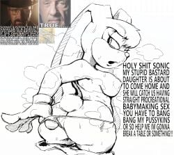 anthro ass big_ass breaking_bad breasts english_text eyelashes female general_proton gloves half-closed_eyes jesse_pinkman medium_breasts meme mike_ehrmantraut monochrome pulling_thong rabbit rabbit_ears rabbit_tail sega sonic_(series) sweat sweat_clouds thong vanilla_the_rabbit walter_white wide_hips