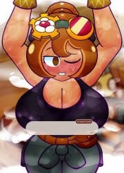 1girls absurd_res animated arms_above_head arms_up artist_name artist_signature background background_music belt big_breasts blush blushing_at_viewer bracelet breasts breath breath_cloud breathing brown_hair cleavage cookie_run cookie_run_kingdom cookie_run_ovenbreak croissant_cookie english english_text female female_focus female_only flower goggles large_breasts longer_than_30_seconds music nipples nipples_visible_through_clothing no_penetration one_eye_closed one_eye_open open_mouth pants pouch solo_female spunow_ steam steam_clouds steaming steaming_body steamy steamy_breasts steamy_breath sweat sweatdrop sweating_profusely sweaty_armpits sweaty_arms sweaty_body sweaty_breasts sweaty_cleavage sweaty_face sweaty_legs sweaty_topwear tagme tank_top text vertical_video video wet wet_body wet_clothes wet_clothing wet_skin