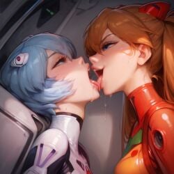 ahe_gao ai_generated asuka_langley_sohryu bigrx drooling kittew_(style) neon_genesis_evangelion neopn_genesis_evangelion rei_ayanami