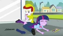 1boy1girl 2d animated audio boots_removed clothed_female_clothed_male equestria_girls feet female female/male female_focus female_only foot_fetish foot_focus foot_lick foot_play foot_worship hasbro licking licking_foot long_hair_female lying_down male my_little_pony_equestria_girls oc outdoors outside purple_skin sitting_on_person socks_removed sound sound_effects tagme twilight_sparkle_(eg) video