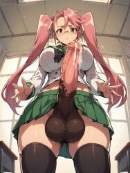 ai_generated big_penis grapesss highschool_of_the_dead horsecock_futanari light-skinned_futanari saya_takagi