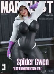 1girls 3d ass big_ass big_breasts breasts cga3d emma_stone erotichris female female_only ghost-spider gwen_stacy hood hood_up hourglass_figure looking_at_viewer looking_back magazine magazine_cover marvel marvel_cinematic_universe marvel_comics patreon_username solo spider-gwen spider-man_(series) teenage_girl teenager the_amazing_spider-man thick_thighs watermark