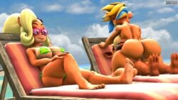 1boy 2girls 3d anthro ass big_ass bikini blonde_hair breasts casual casual_sex clothing coco_bandicoot crash_(series) crash_bandicoot eyewear female hypercasual male orange_fur penis pussy relliksb self_upload sex source_filmmaker sunglasses swimwear tawna_bandicoot tawna_bandicoot_(crash_4)