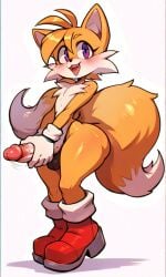 ai_generated big_hips big_penis femboy furry furry_only handjob sonic_(series) sonic_the_hedgehog_(series) tails tails_the_fox yellow_fur