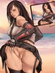 2d anne_birkenau ass bubble_butt busty female female_focus final_fantasy final_fantasy_vii going_commando hourglass_figure no_panties phone phone_camera phone_screen phone_view rear_view serizawa_an_ne tagme tifa_lockhart wide_hips