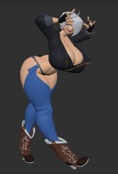 1girls angel_(kof) ass bending_forward bending_over bent_forward bent_over big_ass big_breasts blue_eyes boots breasts busty butt_crack carro3dsculpts cleavage curvaceous curvy curvy_female curvy_figure cute cute_face dat_ass fat_ass female gloves hand_gesture huge_ass huge_breasts jacket king_of_fighters leather leather_clothing legwear light-skinned_female light_skin looking_at_viewer open_mouth pale-skinned_female pale_skin round_ass seductive seductive_look seductive_pose short_hair smile smiley_face smiling_at_viewer standing thick thick_ass thick_legs thick_thighs thighs thong tight_clothes voluptuous voluptuous_female white_hair white_skin wide_hips