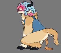 anthro bovine candy_scat cookie_dough fluffy fluffy_tail fur furry highland_cattle oc scat shit shitkinker1 shitting tongue tongue_out