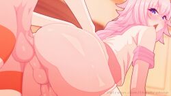 anal anal_penetration anal_sex animated astolfo_(fate) blush bottomless fate_(series) femboy from_behind gay grabbing_from_behind grabbing_waist looking_back looking_pleasured pink_hair roomate rough_sex shimakaze-kun shimakaze_(kantai_collection) theobrobine thighhighs twink