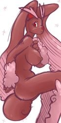 animal_ear blush breasts bunny_ear furry highres lopunny moonbyrn nintendo nude pokémon_(species) pokemon pokemon_(species) red_eyes shiny_pokemon tail