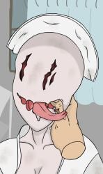 finger_in_mouth horny horror humanoid monster monster_girl nurse nurse_(silent_hill) nurse_cap silent_hill tongue tongue_out tongue_wrap