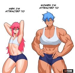 abs belly belly_button biceps big_breasts big_hips big_thighs boobs_bigger_than_head breasts breasts_bigger_than_head buff butch female femboy femboy_focus feminine_male hands_behind_head hips_wider_than_shoulders larger_female light-skinned_male light_skin long_hair male male/female meme muscular muscular_female pink_hair seductive seductive_eyes seductive_look seductive_smile short_hair shorts shortstack_femboy sissy skinny skinny_male skinny_waist smaller_male sotcho strong strong_woman tagme tan_body tan_skin tan_skinned_female tank_top thick_thighs thighs thighs_waist twink