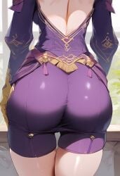 1girl ai_generated ass ass_focus ass_in_dress bernadetta_von_varley big_ass civitai cowboy_shot curvy dress elizasrain fire_emblem fire_emblem:_three_houses gloves highres huge_ass large_ass long_sleeves nintendo post-timeskip purple_dress shiny shiny_skin short_dress solo voluptuous yellow_gloves