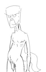 1boy codename:_kids_next_door flaccid_penis foreskin human human_only intact long_foreskin male male_nipples male_only male_pubic_hair monochrome mostly_nude_male penis sketch smooth_penis solo straight_hair the_toilenator toony uncut unretracted_foreskin what