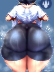 2d artist_name ass bike_shorts bubble_butt dragon_ball dragon_ball_z female full_color fully_clothed huge_thighs no_penetration penpen_(artist) shonen_jump shueisha solo solo_female sweating tagme thick_thighs twitter_link videl videl_(long_hair) weekly_shonen_jump weekly_shounen_jump