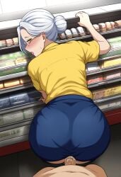 ahe_gao ai_generated bent_over glasses novelai rule_63 sakamoto_days taro_sakamoto white_hair