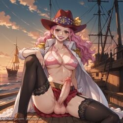 1futa ai_generated artist_name big_balls big_mom big_penis bra charlotte_linlin colored digital_media_(artwork) erection from_below front_view futa_only futanari hat long_hair looking_at_viewer one_piece pink_hair pirate psyopsai sitting skirt smile smiling solo solo_focus stockings uncensored watermark young_big_mom