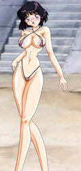 bikabika bishoujo_senshi_sailor_moon female female_only hotaru_tomoe large_breasts navel purple_eyes purple_hair short_hair solo swimsuit tagme