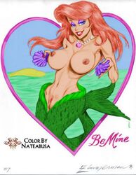 1girls ariel breasts colored disney disney_princess female julius_zimmerman mermaid nateabusa nipples seashell_bra tagme the_little_mermaid