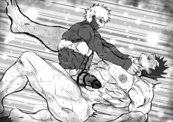 2boys anal ass bara_tiddies bara_tits big_pecs choking_while_penetrating crying_while_penetrated dabi drooling endeavor_(my_hero_academia) enji_todoroki father_and_son gay gn3g incest living_dead moaning_in_pain moaning_in_pleasure monochrome muscles muscular_male my_hero_academia slutboy smiling_at_partner smirking_at_partner son_fucking_dad son_penetrating_father thick_thighs tongue_out white_hair white_hair_male yaoi