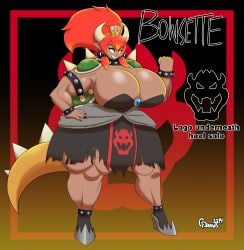 big_breasts bowsette breasts cinderdraws cleavage female huge_breasts muscular muscular_female tagme thick_thighs wide_hips