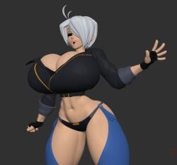 1girls angel_(kof) big_ass big_breasts breasts busty carro3dsculpts curvaceous curvy curvy_female curvy_figure cute female gloves huge_breasts jacket king_of_fighters leather leather_clothing legwear light-skinned_female light_skin pale-skinned_female pale_skin short_hair standing thick thick_thighs thighs thong voluptuous voluptuous_female white_hair white_skin wide_hips