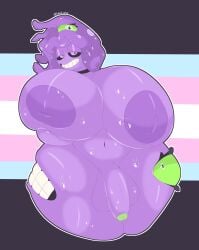 1futa chubby chubby_futanari fat futanari trans_woman trans_woman_(lore) transgender_flag transgender_pride_colors zoe_(monster_prom)