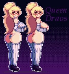 1girls ass big_ass big_breasts glasses hazuki_shizuku lingerie mature mature_female mature_woman naked naked_female new_game! pixel_art ponytail queen_draos smiling thick_ass thick_legs thick_thighs virgin_killer_sweater white_hair