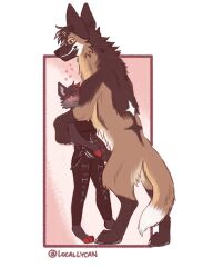 absurd_res anthro canid canine canis duo female feral hi_res kaptainarr_(character) karidas_(rexroyale) local_lycan male male/female mammal maned_wolf size_difference wolf zoophilia