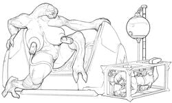 2d alien bogexplosion breasts dominant dominant_female duo female female_sangheili genitals halo_(series) hi_res human machine mammal microsoft milking_machine monochrome nude penis_milking_machine pussy restrained sagging_breasts sangheili video_games xbox_game_studios