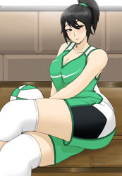 basketball basketball_(ball) basketball_uniform big_ass big_breasts black_hair brown_eyes gym_uniform milo-chan milo_(drink) milochan miloenergydrink nestle philippines sweat sweatdrop thick_ass thick_thighs thighs