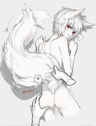 2boys anal_sex animal_ears animal_tail back_view femboy gay hunter_x_hunter kurapika male male_focus male_only on_belly red_eyes yaoi