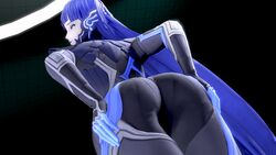 1boy 3d ass ass_focus ass_up atlus back back_view big_ass blue_hair femboy girly grabbing grabbing_ass grabbing_own_ass hands_on_ass huge_ass humanoid light-skinned_male light_skin long_hair looking_back low-angle_view male male_focus male_only megami_tensei nahobino_(smt) pale-skinned_male pale_skin protagonist_(shin_megami_tensei_v) shin_megami_tensei shin_megami_tensei_v solo solo_focus solo_male theboobedone thick_thighs tight_clothing yellow_eyes