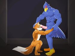 4:3 animated anthro anthro_on_anthro anthro_penetrated anthro_penetrating anthro_penetrating_anthro avian balls balls_deep bird blue_body blue_feathers bodily_fluids bouncing_balls canid canine cum cum_in_mouth cum_inside cum_on_face deep_throat duo erection face_fucking falco_lombardi feathers fellatio forced forced_oral fox fox_mccloud furry genital_fluids genitals high-angle_view humanoid_genitalia humanoid_penis irrumatio low-angle_view male male/male male_only male_penetrated male_penetrating male_penetrating_male mammal muscular muscular_male nintendo no_sound oral oral_penetration passchan penetration penis rough_sex sex star_fox togepi1125 video video_games webm