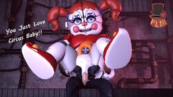 3d baby_(fnafsl) blue_eyes canon_appearance circus_baby circus_baby_(fnaf) circus_baby_(original) female five_nights_at_freddy's fnaf footwear freddyleo full_color red_hair sex