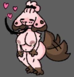 brown_fur brown_nipples canine chubby chubby_female furry furry_dog happy heart lactation large_breasts leash naked petplay pink_fur pochi_pupi puppy puppyplay wagging_tail yiff