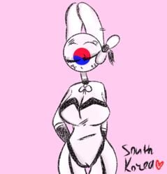 1girls bunny_ears closed_eyes clothed country countryhuman countryhumans countryhumans_girl female girl pink_background rabbit_ear rabbit_ears south_korea south_korea_(countryhumans) south_korean_flag yumimeow