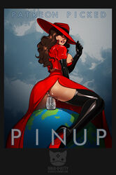 1girls anal anal_penetration ass black_gloves black_legwear breasts brown_hair buttplug carmen_sandiego dildo dildo_sitting earth female globe hat high_heel_boots jewel_buttplug leather legs_spread ninjakitty nipple_piercing patreon pinup princess_plug pussy pussy_juice red_coat red_dress red_hat red_lips sex_toy sideboob smile solo vaginal_penetration where_in_the_world_is_carmen_sandiego