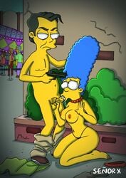 blowjob cheating cheating_wife fellatio gun gun_to_head handjob marge_simpson netorare rape senor_x the_simpsons