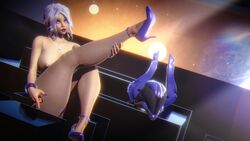 3d 3d_(artwork) ass big_ass big_breasts breasts bungie destiny_(game) destiny_(video_game) destiny_2 glowing glowing_eyes guardian_(destiny) helmet high_heels legs legs_up naked nezzy_(sonicfreak) sonicfreak thick_thighs thighs warlock_(destiny) white_hair