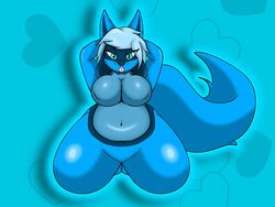 big_breasts female furry jaycario_(artist) lucario pokemon pokemon_(species) tagme thick_thighs