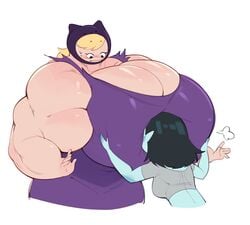 2girls adventure_time breast_smother breasts bulumble-bee cleavage female female_only huge_breasts hyper_breasts marceline multiple_girls muscles muscular muscular_female susan_strong yuri