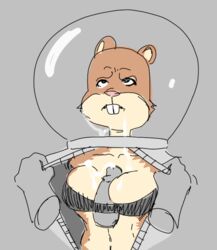 anthro artist_request boobjob bra breasts buckteeth cum cum_on_breasts cum_on_chest disembodied_hand disembodied_hands disembodied_penis female human human_on_anthro humanoid_penis male male_human/female_anthro male_on_anthro outercourse paizuri paizuri_under_clothes partial_male penis pov sandy_cheeks smooth_skin spongebob_squarepants squirrel