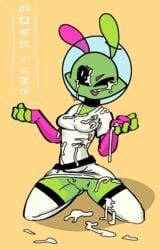 1girls alien_girl cum cum_everywhere cum_on_clothes female goresans k sploot_(unknownspy) unknownspy