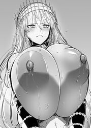 1girls 2021 areola areolae big_areola big_areolae big_breasts big_nipples breast_hold breast_press breast_squeeze breast_squish breasts breasts_pressed_together chains erect_nipples fate/grand_order fate_(series) female female_focus female_only frown gigantic_breasts greyscale hair hair_ornament headdress holding_breasts huge_breasts hyper hyper_breasts lactating lactation large_breasts long_hair looking_at_breasts looking_at_self massive_breasts megao_3rd monochrome nipples nude nude_female simple_background solo solo_focus squished_breasts sweat sweatdrop sweating top_heavy very_long_hair zenobia_(fate)