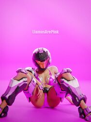 1girls armor halo_(series) helmet llamasarepink pink_background pose spartan_(halo) tagme