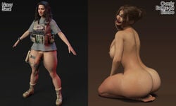 3d american_flag ass auburn_hair big_ass big_breasts big_butt bimbo boots brown_hair curly_hair curvy dat_ass daz_studio female_soldier futanari grenade holster kneeling military military_boots military_uniform misuzalha3d muscular_legs naked nipples penis render soldier thick_legs thick_lips thick_thighs towers_(misuzalha3d) vest watch weapon_holster wide_hips