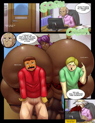 1girls ass ass_expansion breast_expansion breasts cat_ears cat_tail cleavage comic dark-skinned_female dark_skin female hourglass_figure huge_ass huge_breasts mabocorescant milkybody multiple_boys suki_(mabocorescant) tail teacher thick_thighs wide_hips