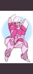 1futa arcee autobot bad_cropping big_penis covering_face cute erection futa_only futanari hand_on_penis humanoid humanoid_penis nude one_eye_closed penis pink_body roboochie robot robot_girl sitting solo thick_thighs transformers wide_hips