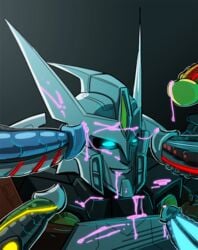 alien_genitalia autobot cum_in_mouth cum_on_face disembodied_penis drift_(transformers) grin multiple_boys multiple_penises pink_cum transformers yaoi