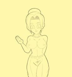 big_breasts breasts breasts_out chichi dragon_ball dragon_ball_z female female_only happy line_art nude_female reciodb showing_breasts solo topless